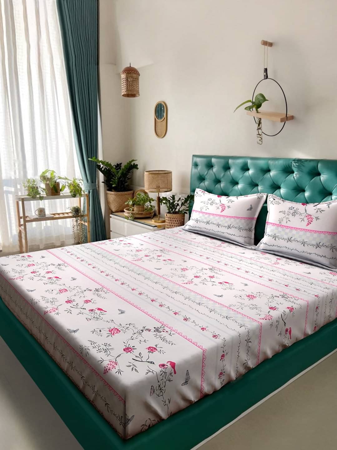     			Klotthe Poly Cotton 1 Double King Bedsheet with 2 Pillow Covers ( Cream )