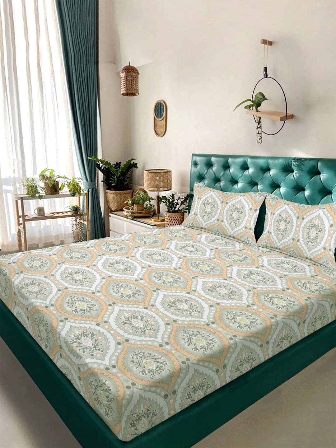    			Klotthe Poly Cotton 1 Double King Bedsheet with 2 Pillow Covers ( Multicolor )