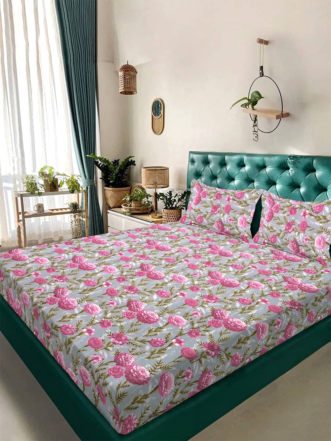 Klotthe Poly Cotton 1 Double King Bedsheet with 2 Pillow Covers ( Pink ) Klotthe Poly Cotton 1 Double King Bedsheet with 2 Pillow Covers ( Pink )