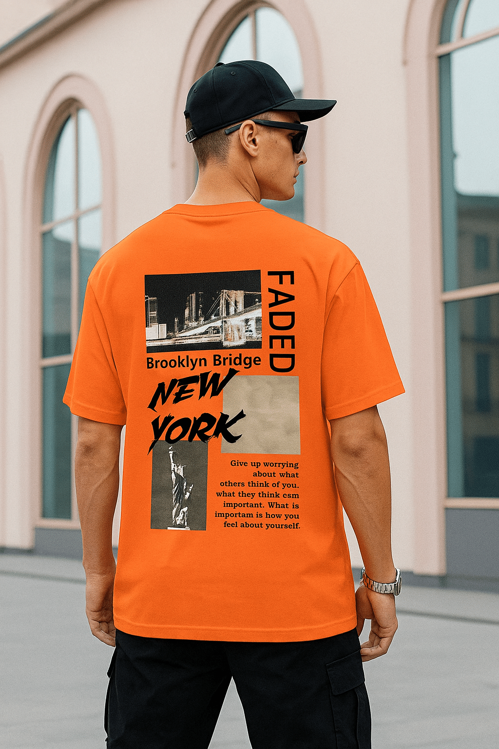 Madilyn Men Cotton Blend Oversized Fit Printed T-Shirt ( Orange ) Madilyn Men Cotton Blend Oversized Fit Printed T-Shirt ( Orange )