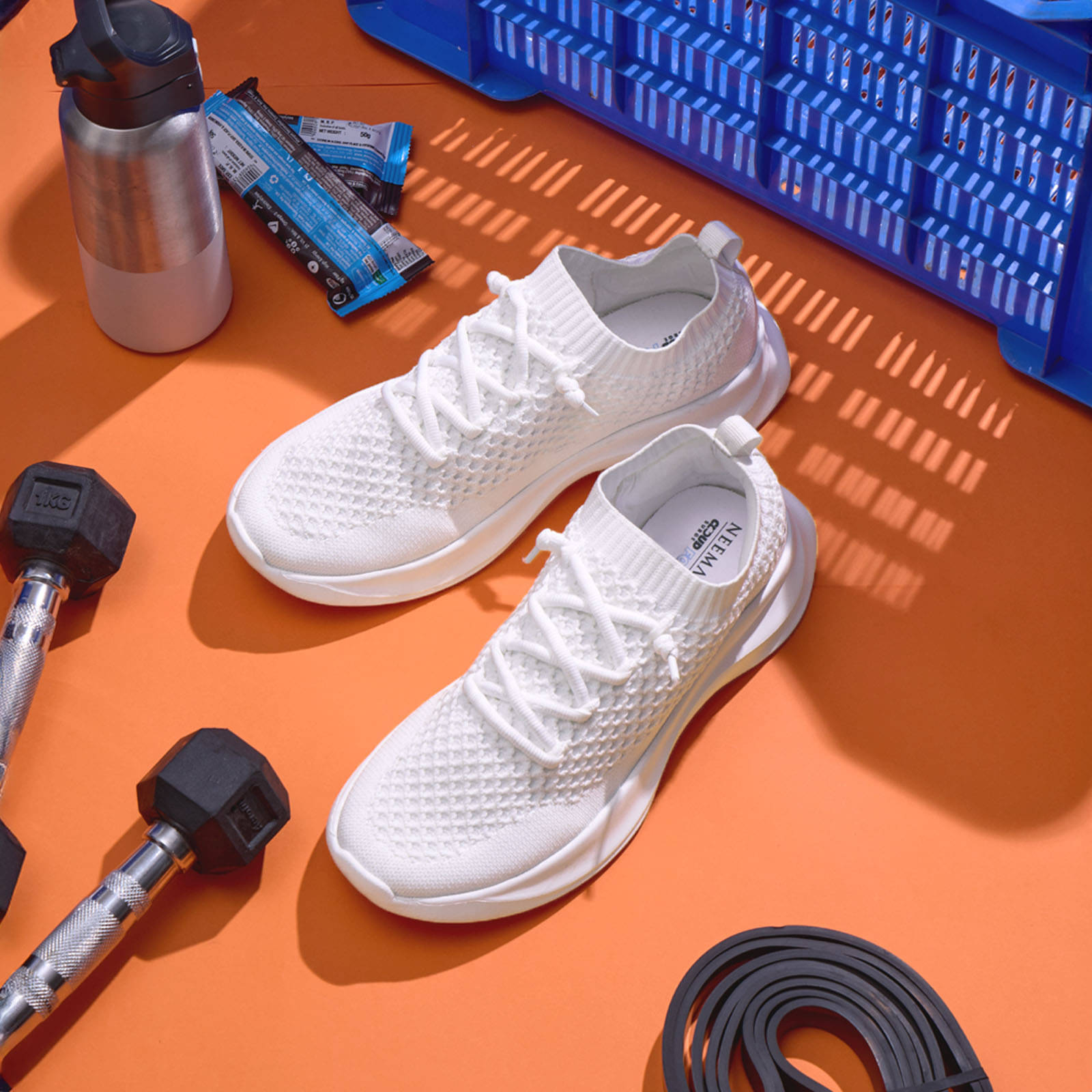     			Neemans White Women's Sneakers