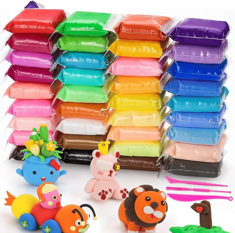     			Pack of 12) Air Dry Clay, Colorful Children Soft Clay, Creative Art Crafts, Gifts for Kids-Multi Color. Non-Toxic Modeling Magic Fluffy Foam Bouncing Clay Putty Kit for Kids with To
