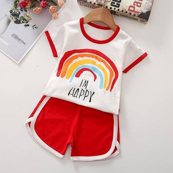     			Pink Angel Pack of 1 Unisex Cotton T-Shirt & Shorts Set ( Red )