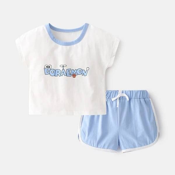     			Pink Angel Pack of 1 Unisex Cotton T-Shirt & Shorts Set ( Blue )