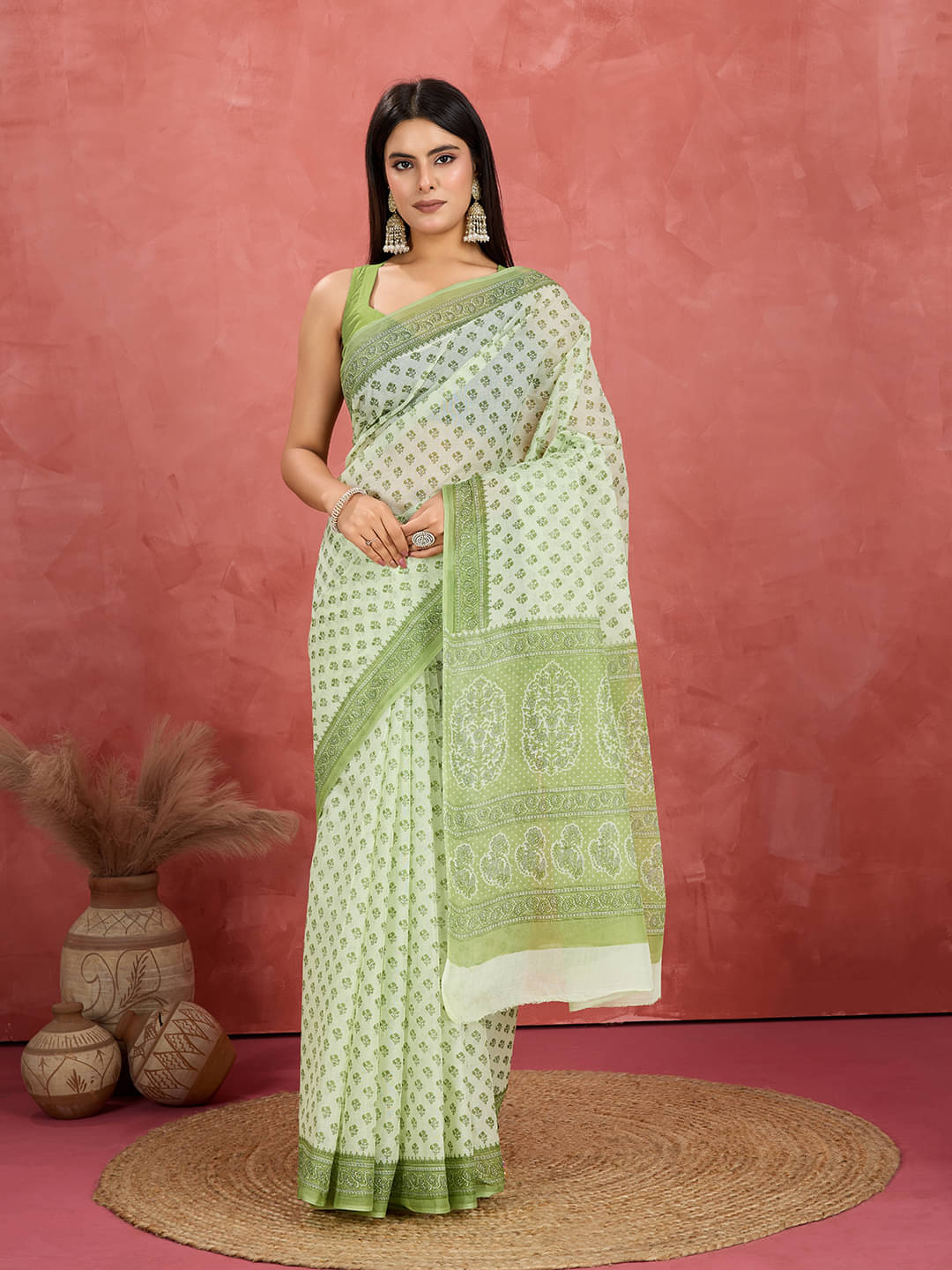 SHANVIKA Cotton Printed Sambalpuri Saree Without Blouse Piece ( Green ) SHANVIKA Cotton Printed Sambalpuri Saree Without Blouse Piece ( Green )