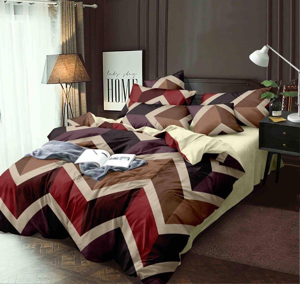     			Sky Tex Poly Cotton 1 Double Bedsheet with 2 Pillow Covers ( Brown )