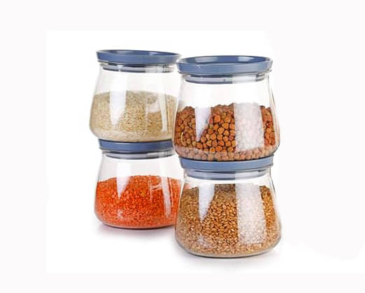     			Swaraa Kitchenware Plastic Grey Cookie Container ( set of 4 )