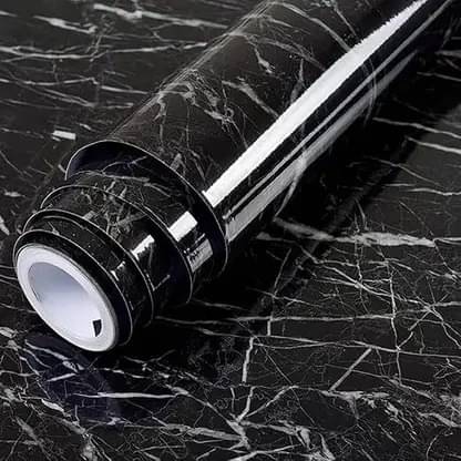     			TEJASVI ENT Self-Adhesive PVC 3D Wall Sticker Oil Proof and Waterproof, Kitchen Backsplash Black Stickers Wallpaper for Hotel (60cm x 200cm, Pack of 1)