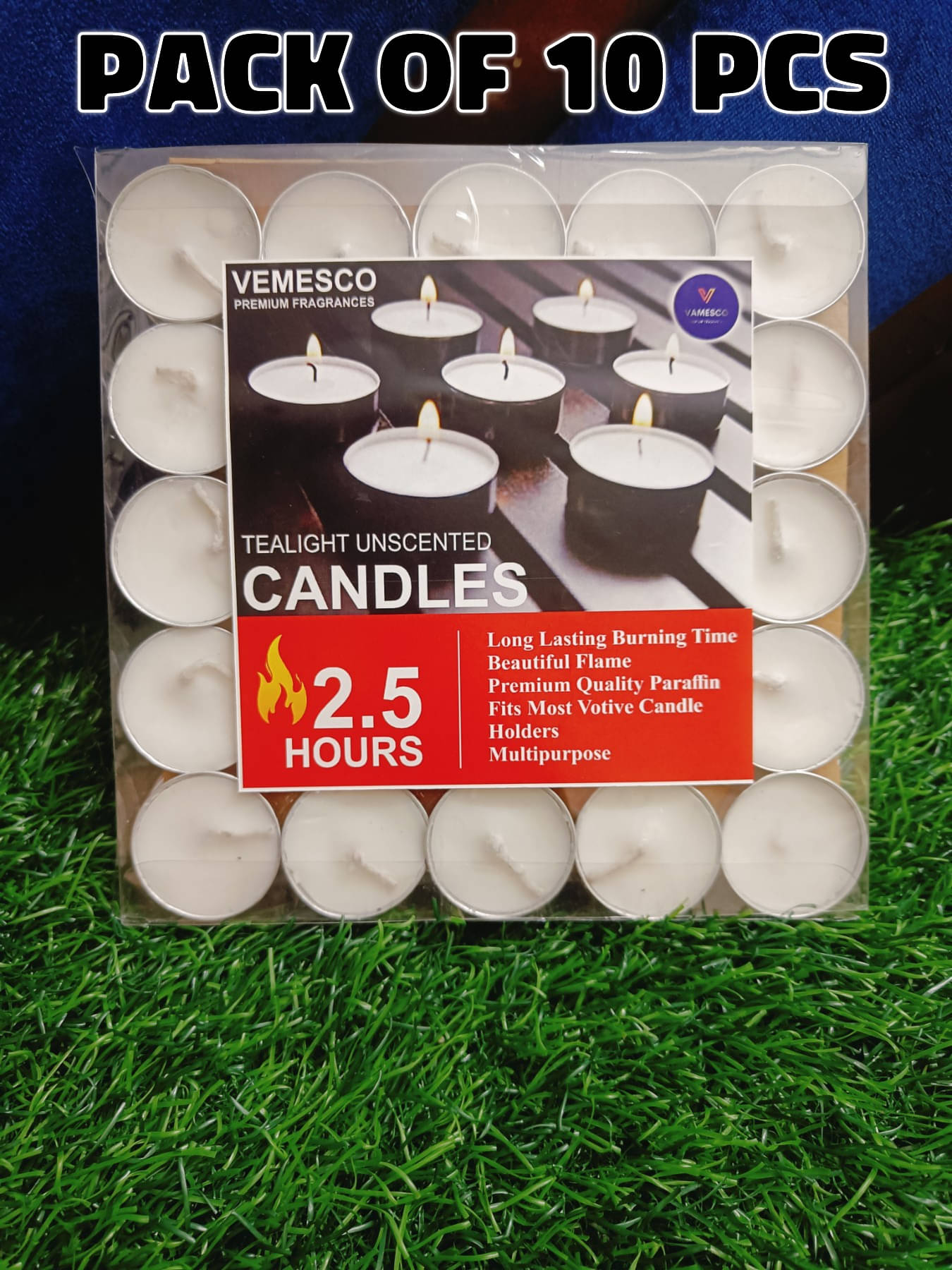     			Vamesco Premium Fragrances Off-White Unscented Wax Tea Light Candle 5 cm ( Pack of 10 )