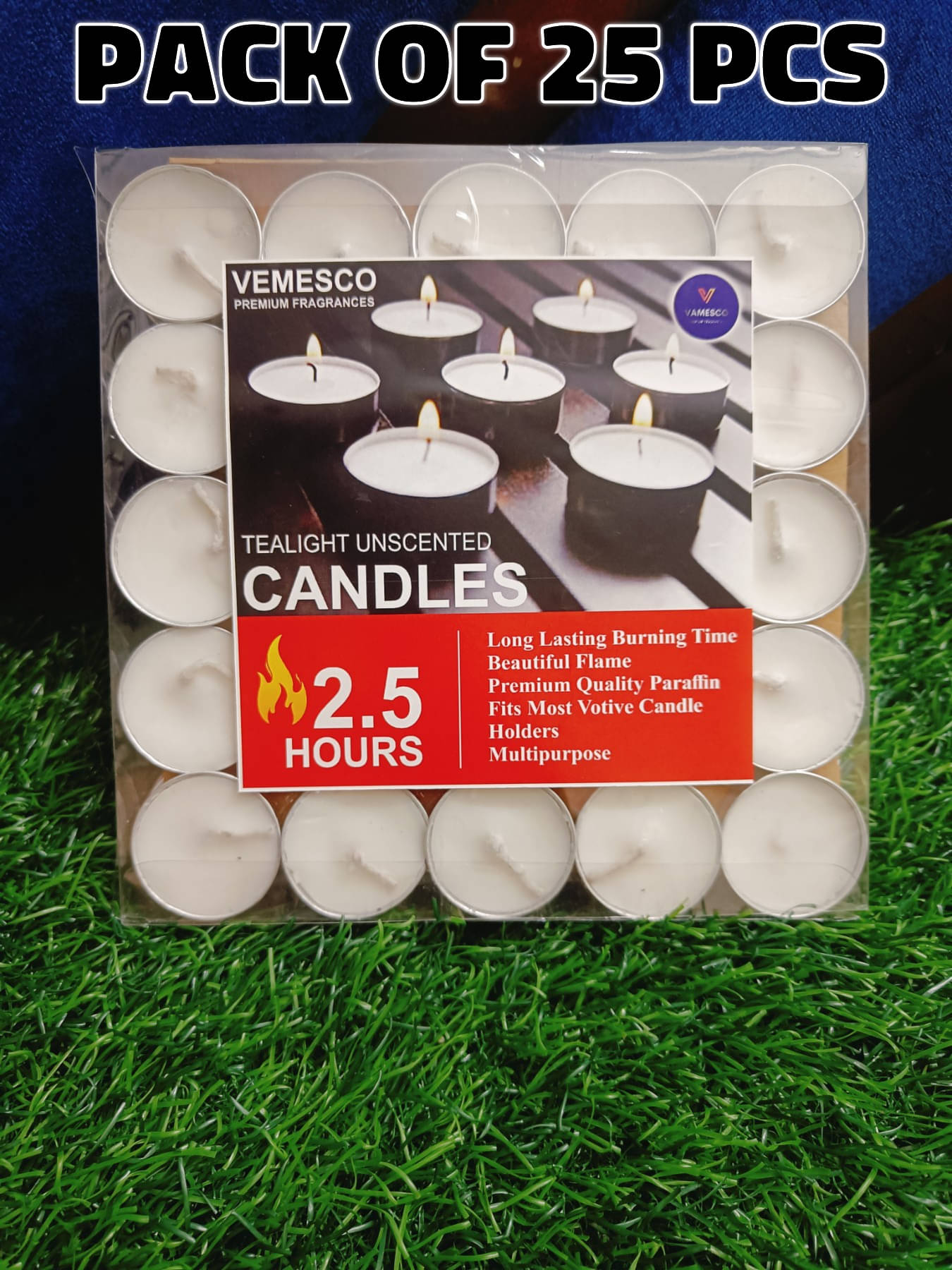Vamesco Premium Fragrances Off-White Unscented Wax Tea Light Candle 5 cm ( Pack of 25 ) Vamesco Premium Fragrances Off-White Unscented Wax Tea Light Candle 5 cm ( Pack of 25 )