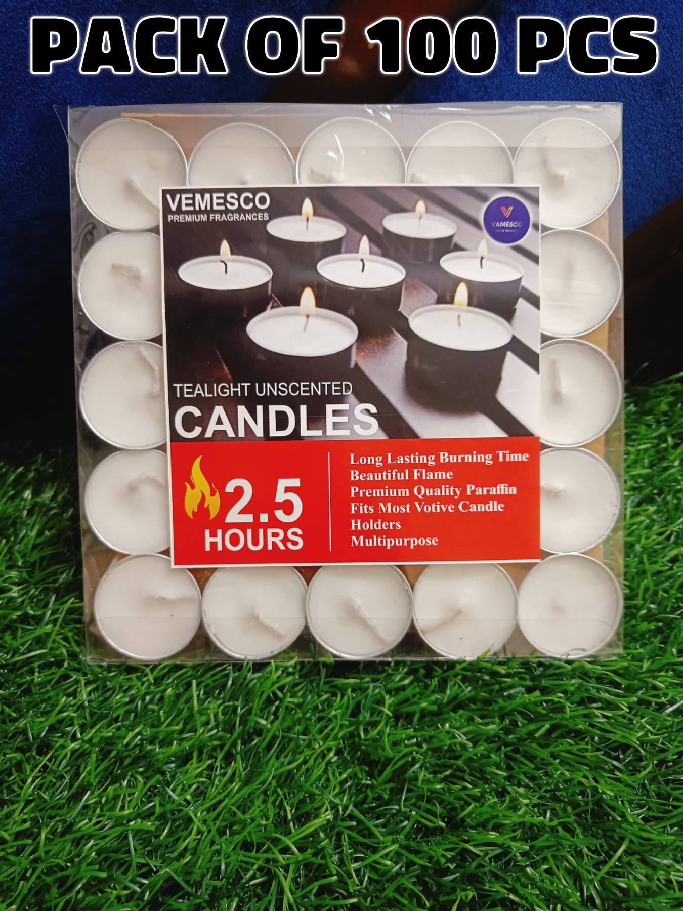 Vamesco Premium Fragrances Off-White Unscented Wax Tea Light Candle 5 cm ( Pack of 100 ) Vamesco Premium Fragrances Off-White Unscented Wax Tea Light Candle 5 cm ( Pack of 100 )