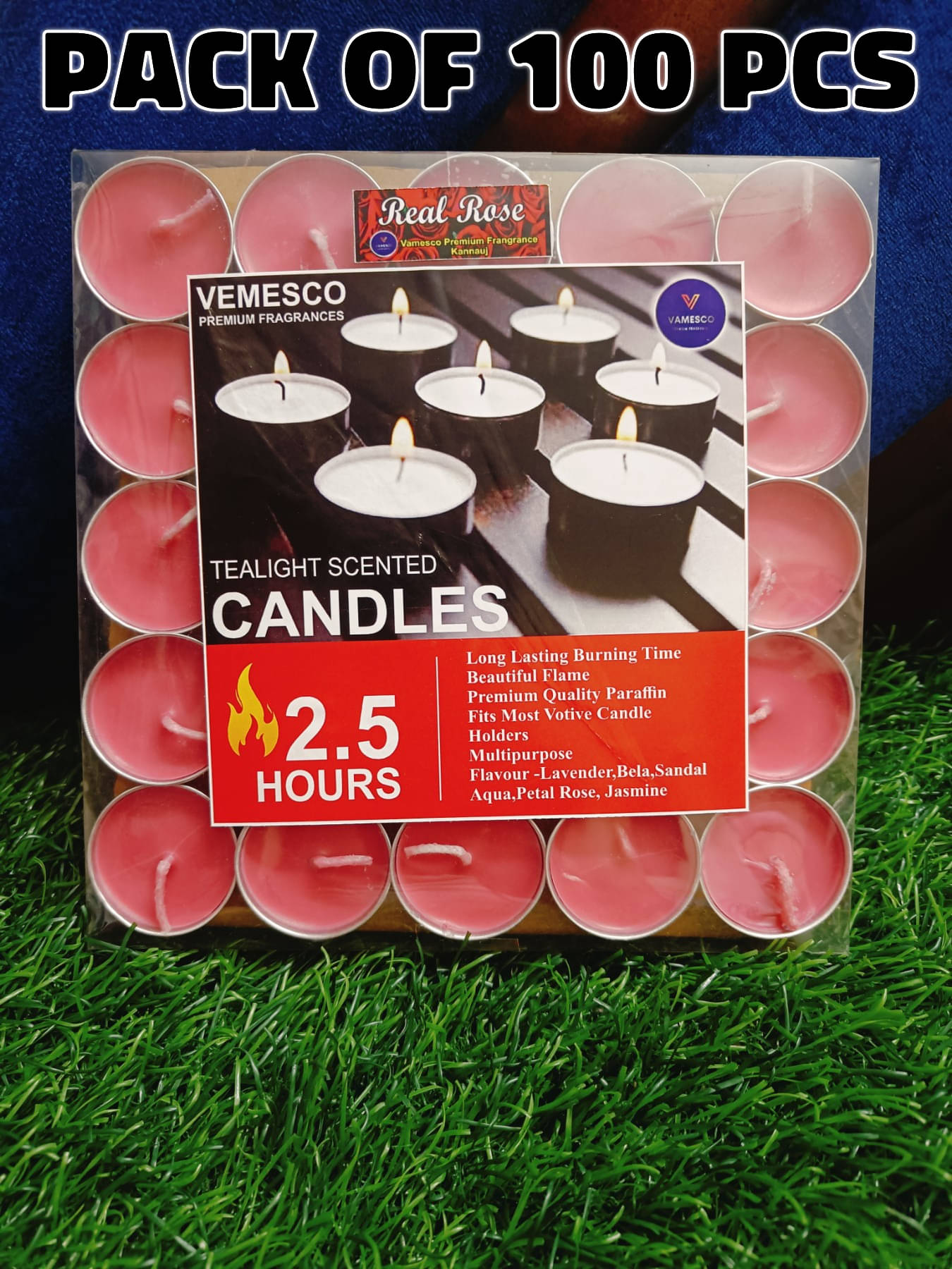 Vamesco Premium Fragrances Red Rose Wax Tea Light Candle 5 cm ( Pack of 100 ) Vamesco Premium Fragrances Red Rose Wax Tea Light Candle 5 cm ( Pack of 100 )