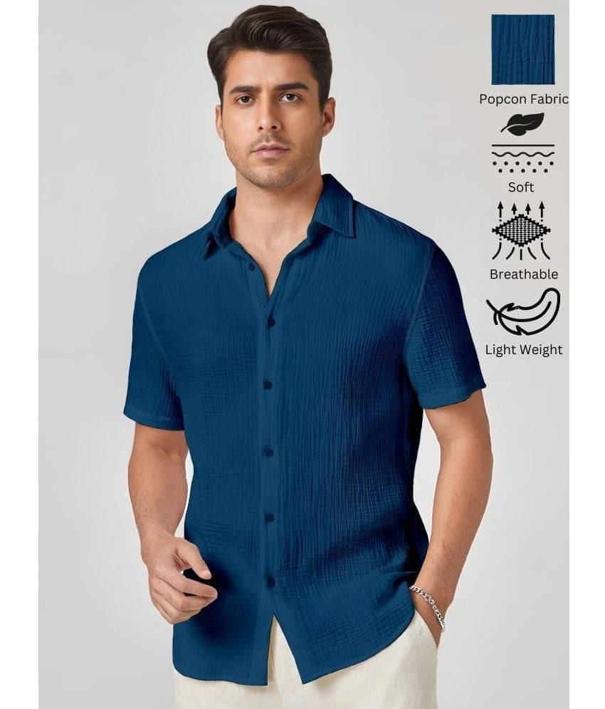 WEBRIC Polyester Regular Fit Popcorn Textured Half Sleeves Men's Casual Shirt - Teal ( Pack of 1 ) WEBRIC Polyester Regular Fit Popcorn Textured Half Sleeves Men's Casual Shirt - Teal ( Pack of 1 )