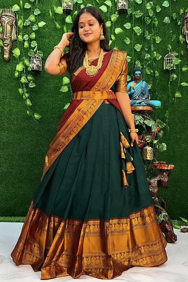 Aika Art Silk Solid Paithani Sarees With Unstitched Blouse Piece ( Green )     			Aika Art Silk Solid Paithani Sarees With Unstitched Blouse Piece ( Green )
