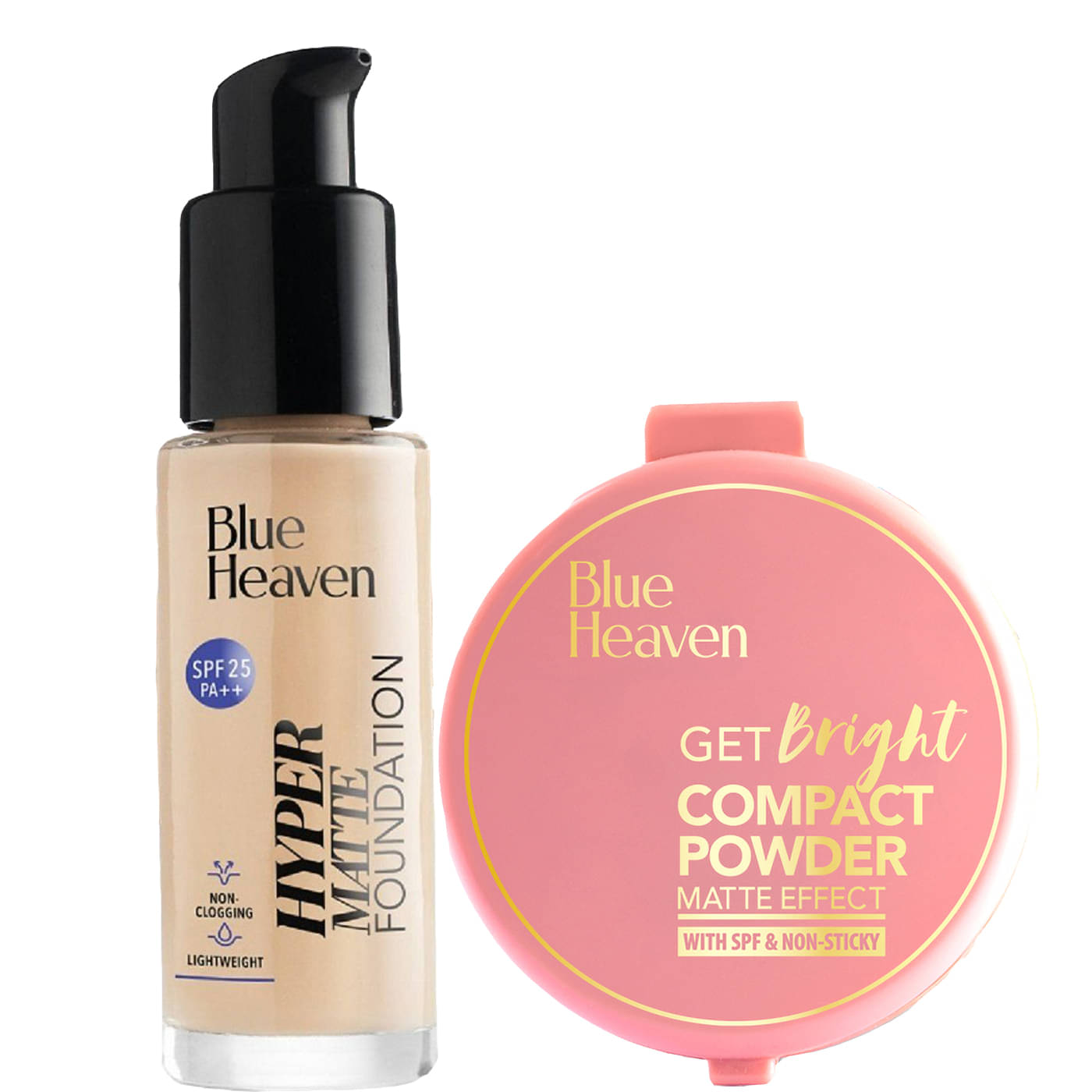 Blue Heaven HyperMatte Foundation 30 ml + Get Bright Compact Powder 16 gm, Vanilla (Set of 2) Blue Heaven HyperMatte Foundation 30 ml + Get Bright Compact Powder 16 gm, Vanilla (Set of 2)