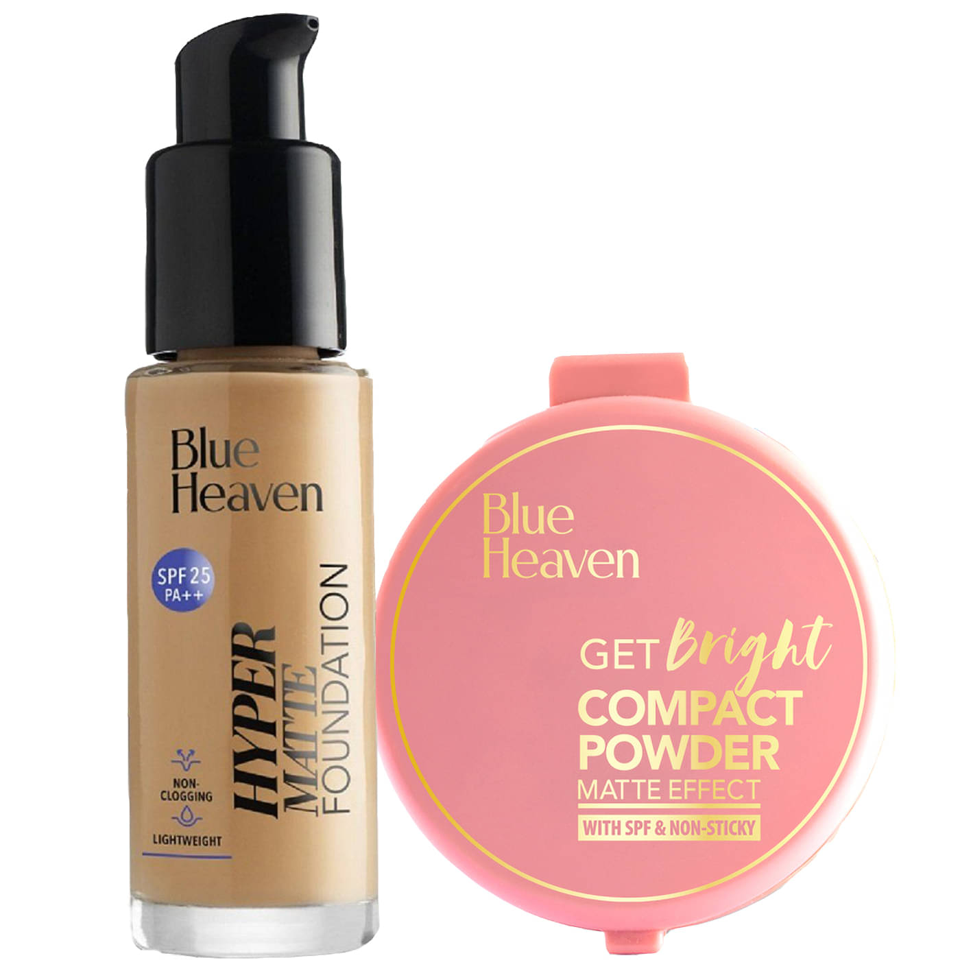 Blue Heaven Hyper Matte Foundation Caramel 30ml & Get Bright Caramel Compact Powder 16g (Pack of 2) Blue Heaven Hyper Matte Foundation Caramel 30ml & Get Bright Caramel Compact Powder 16g (Pack of 2)