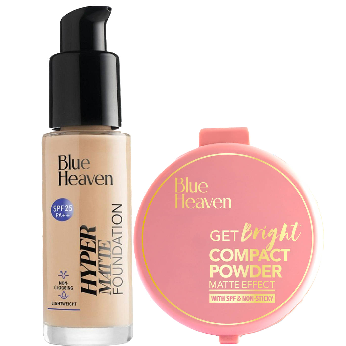 Blue Heaven Hyper Matte Foundation Honey Tan 30ml & Get Bright Honey Compact Powder 16g (Pack of 2) Blue Heaven Hyper Matte Foundation Honey Tan 30ml & Get Bright Honey Compact Powder 16g (Pack of 2)