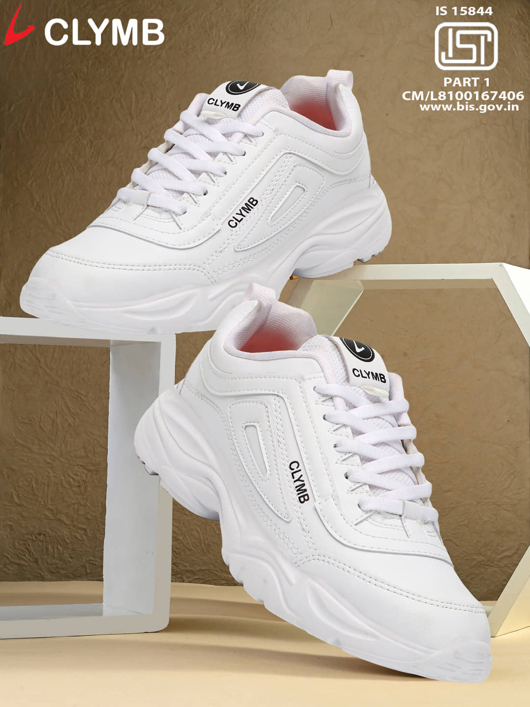 Clymb White Men's Sports Running Shoes - Sports Shoes | Buy online on ZillyBuy