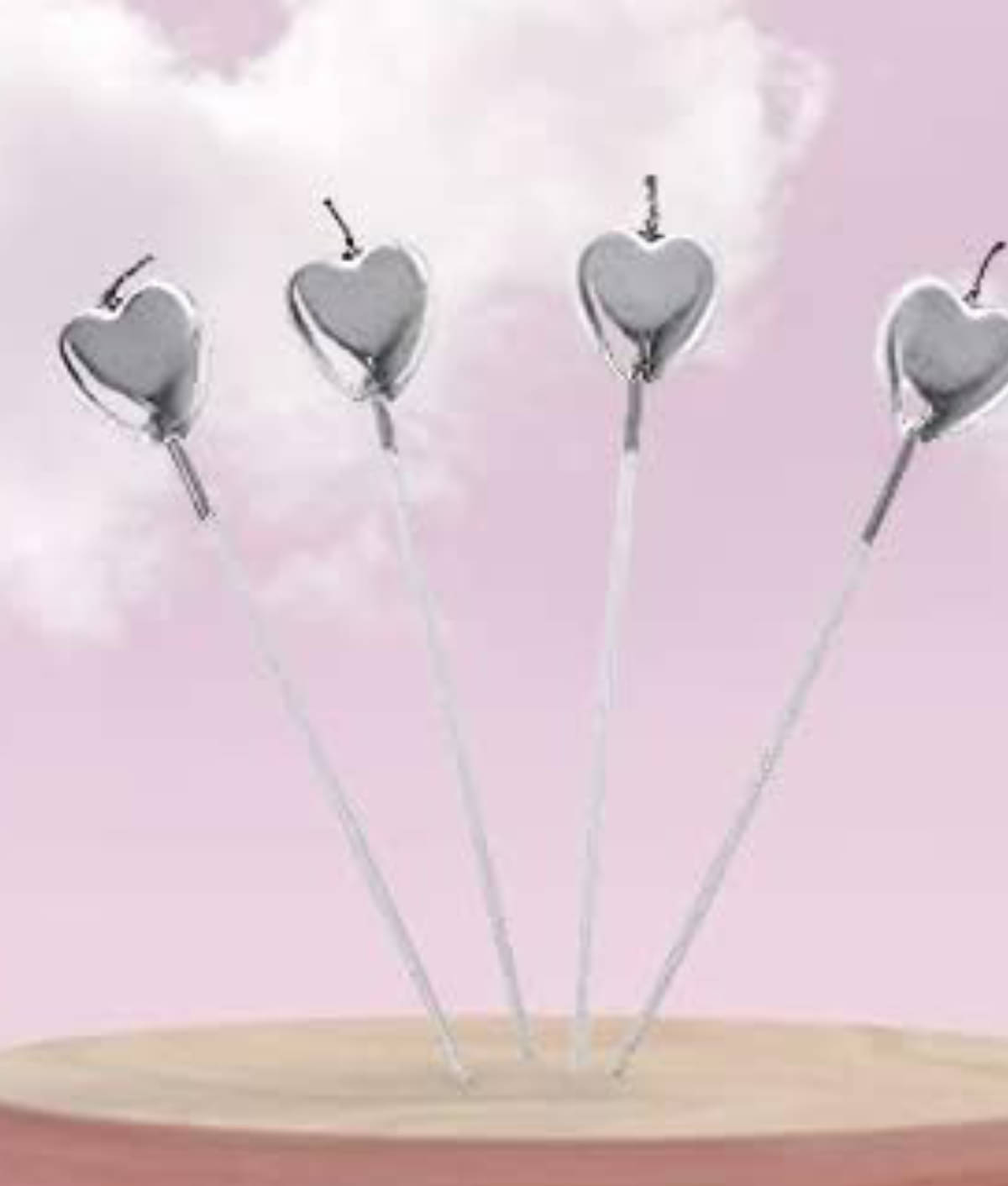     			Cute Heart Shape Cake Candle or Topper – Birthday & Anniversary Cake Decoration | Party Wedding Cake Decoration (Silver) - 1 Packet - 4 Pieces