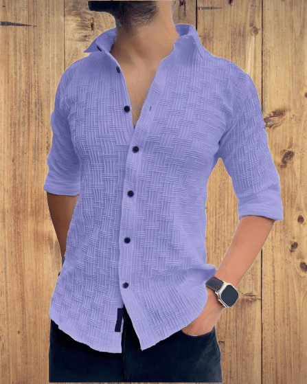     			DEARISE Cotton Blend Regular Fit Self Design Full Sleeves Men's Casual Shirt - Purple ( Pack of 1 )