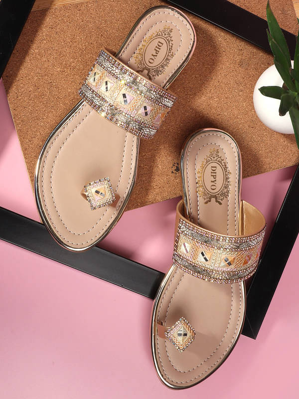     			DIPYO Gold Women's Flats