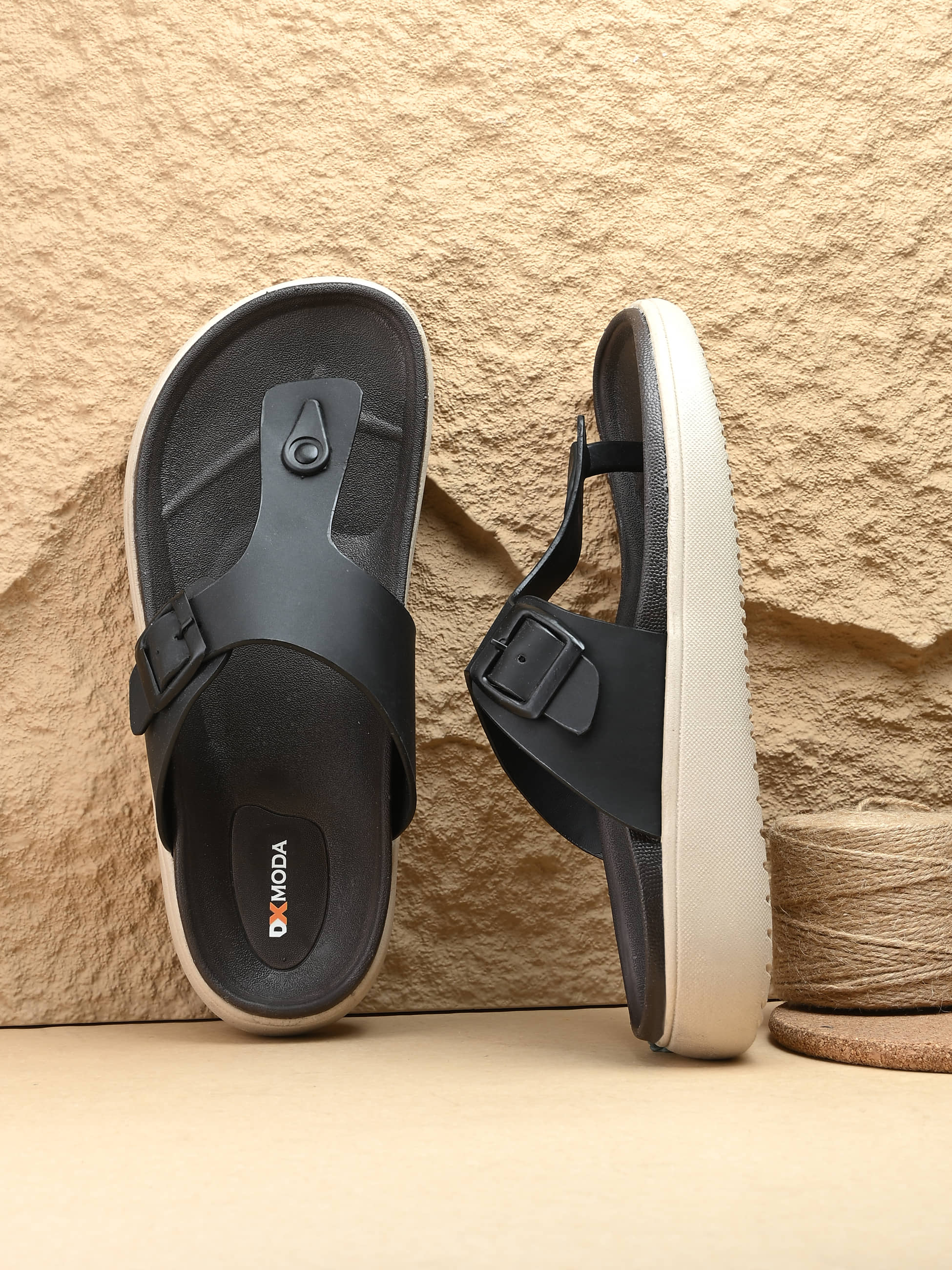 DX  Moda Black Men's Slide Flip Flop