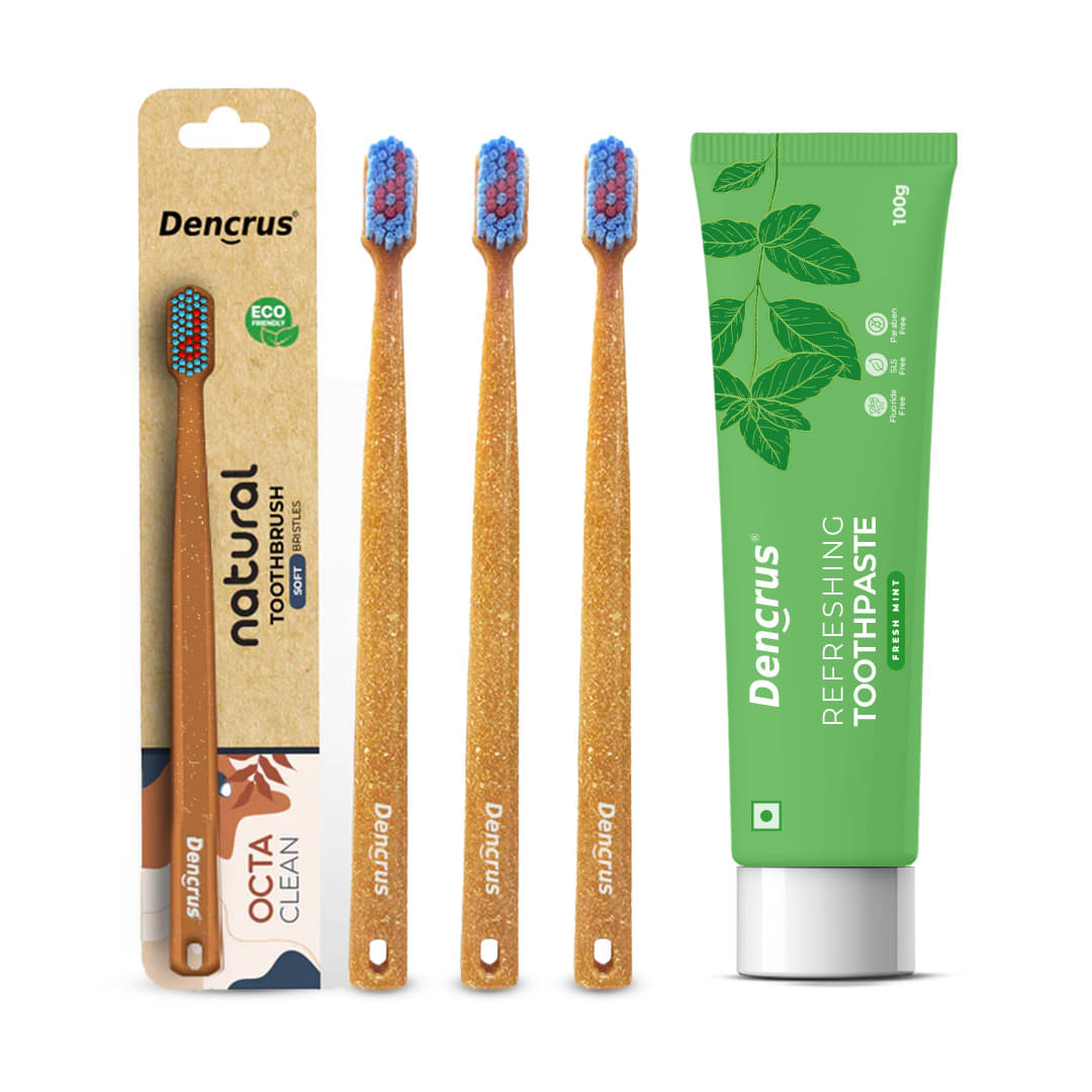 Dencrus Octa Clean Toothpaste 100gm + Bamboo Toothbrush (Pack of 4) Dencrus Octa Clean Toothpaste 100gm + Bamboo Toothbrush (Pack of 4)