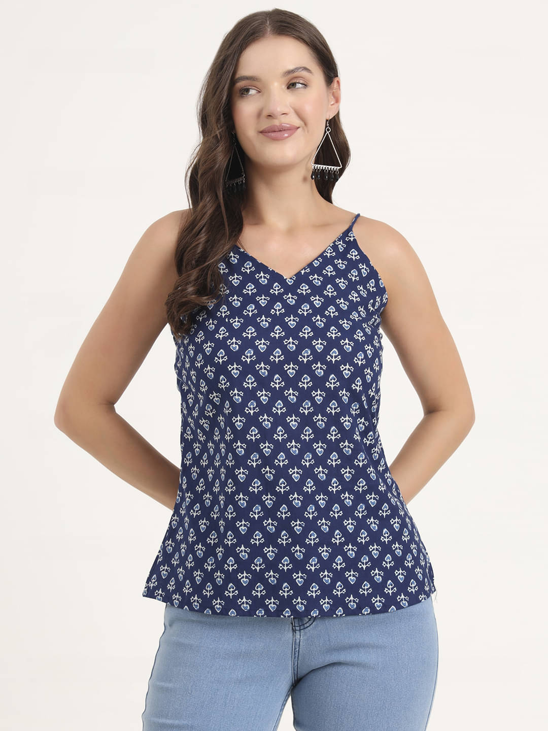     			Divena Women's Cotton Regular Top ( Blue )