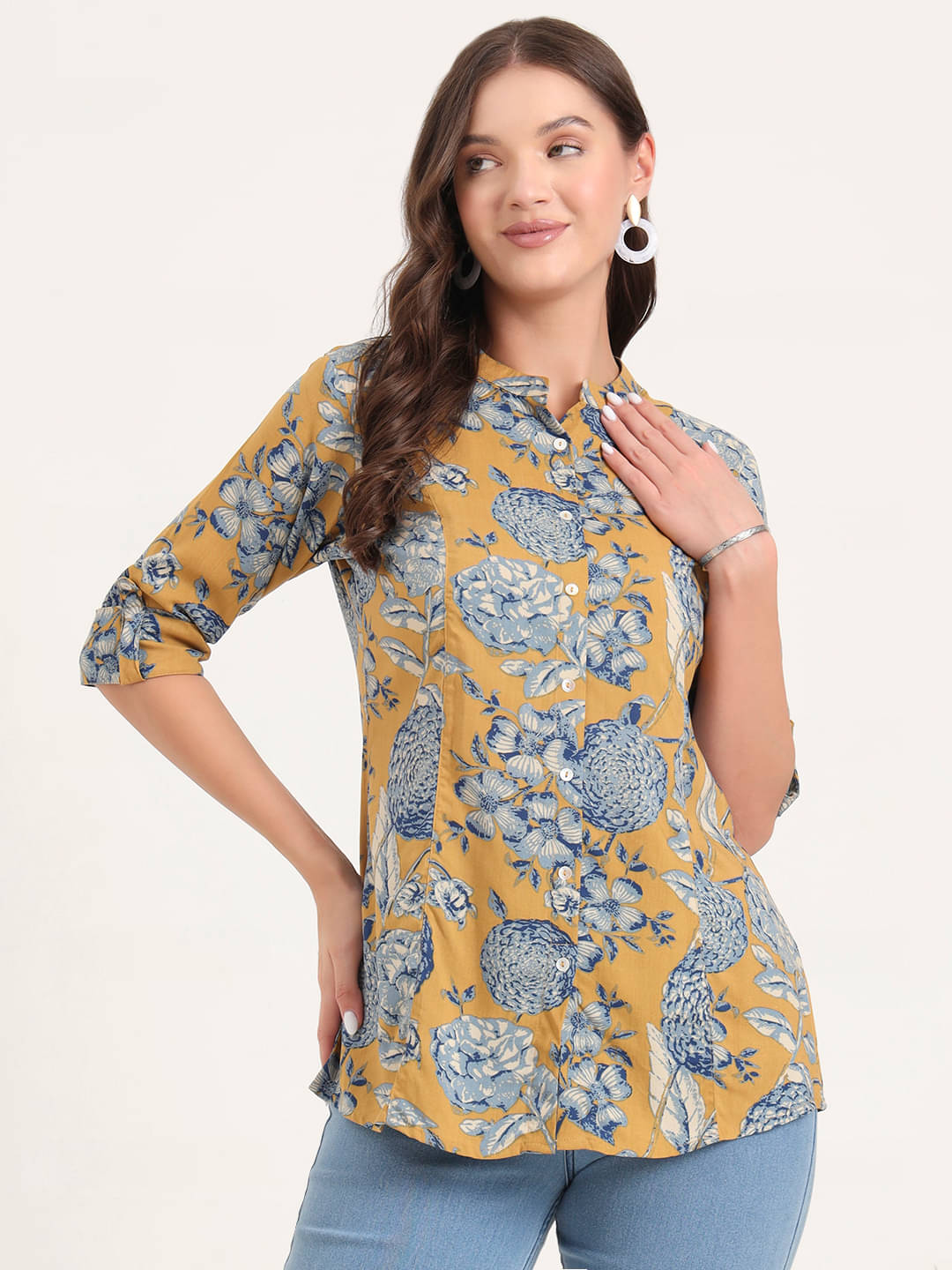 Divena Women's Rayon A-Line Top ( Mustard ) Divena Women's Rayon A-Line Top ( Mustard )