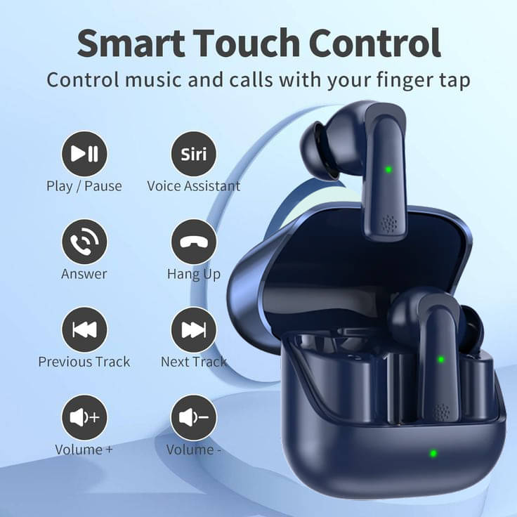     			HUG PUPPY Smart Touch Wireless Earbuds – Compact Fit, HD Audio & Extended Battery