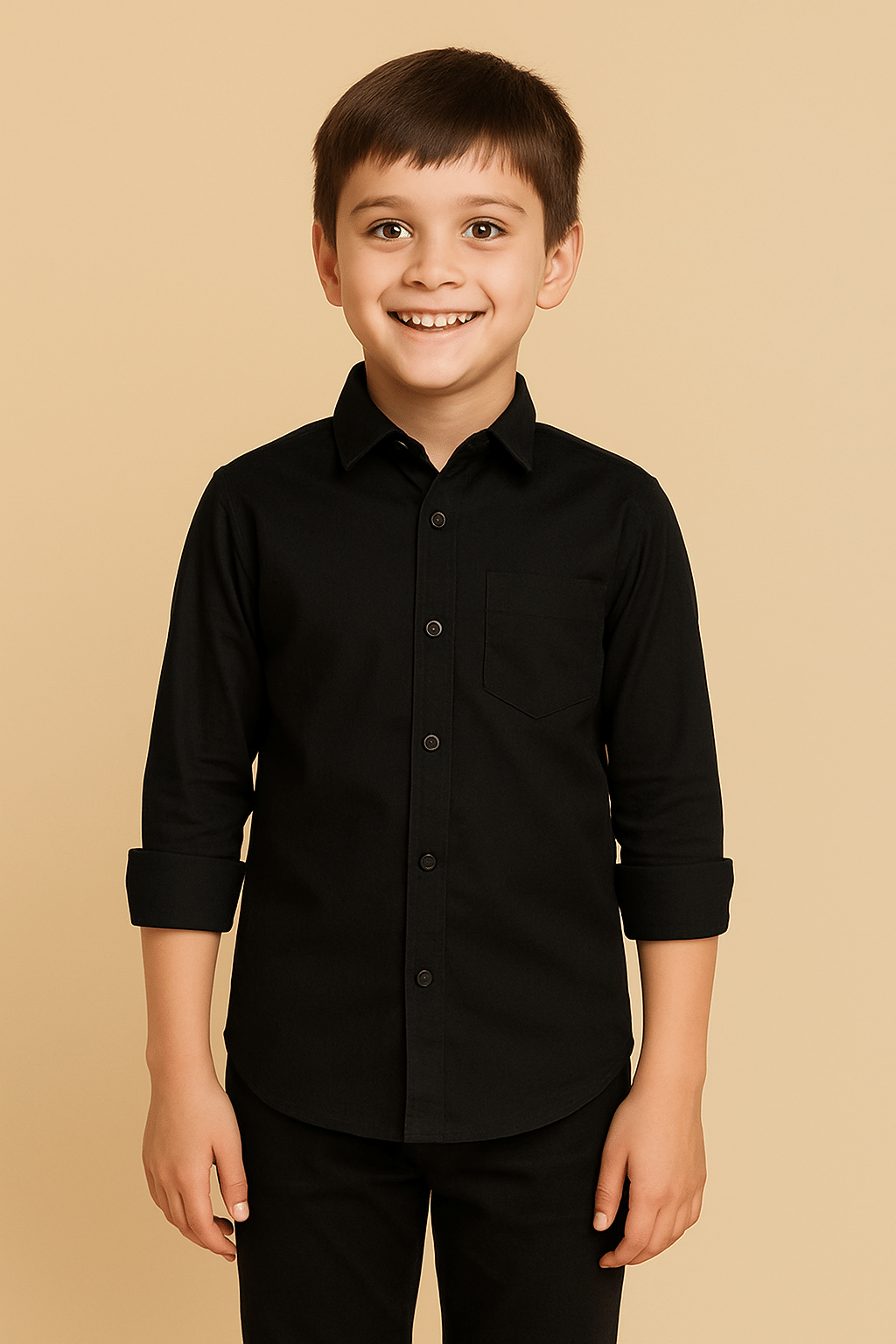 JABAK CREATION Pack of 1 Boys Cotton Blend Full Sleeves Shirt ( Black ) JABAK CREATION Pack of 1 Boys Cotton Blend Full Sleeves Shirt ( Black )