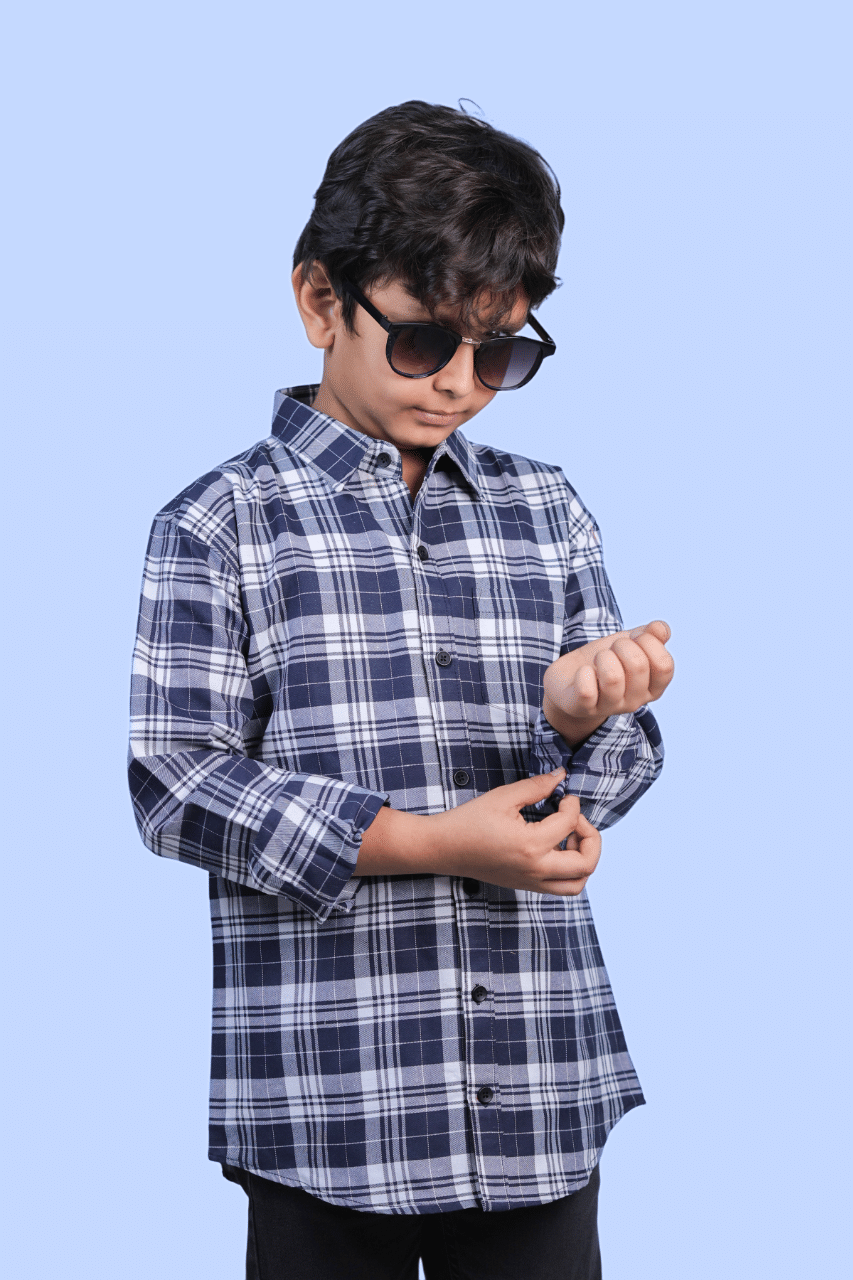 JABAK CREATION Pack of 1 Boys Cotton Blend Full Sleeves Shirt ( Blue ) JABAK CREATION Pack of 1 Boys Cotton Blend Full Sleeves Shirt ( Blue )