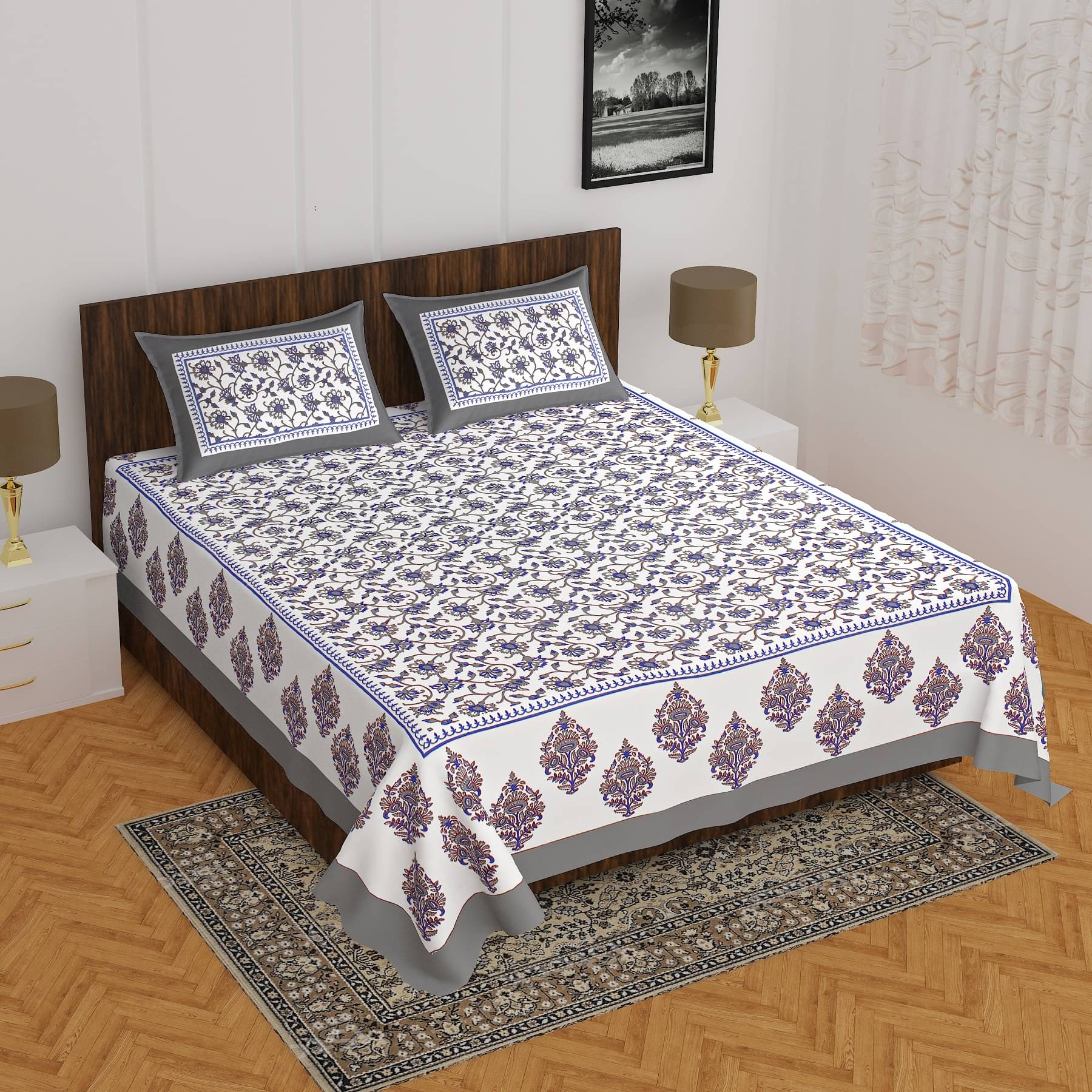 K.D.PRINTS Cotton 1 Double Bedsheet with 2 Pillow Covers ( Multicolor ) K.D.PRINTS Cotton 1 Double Bedsheet with 2 Pillow Covers ( Multicolor )