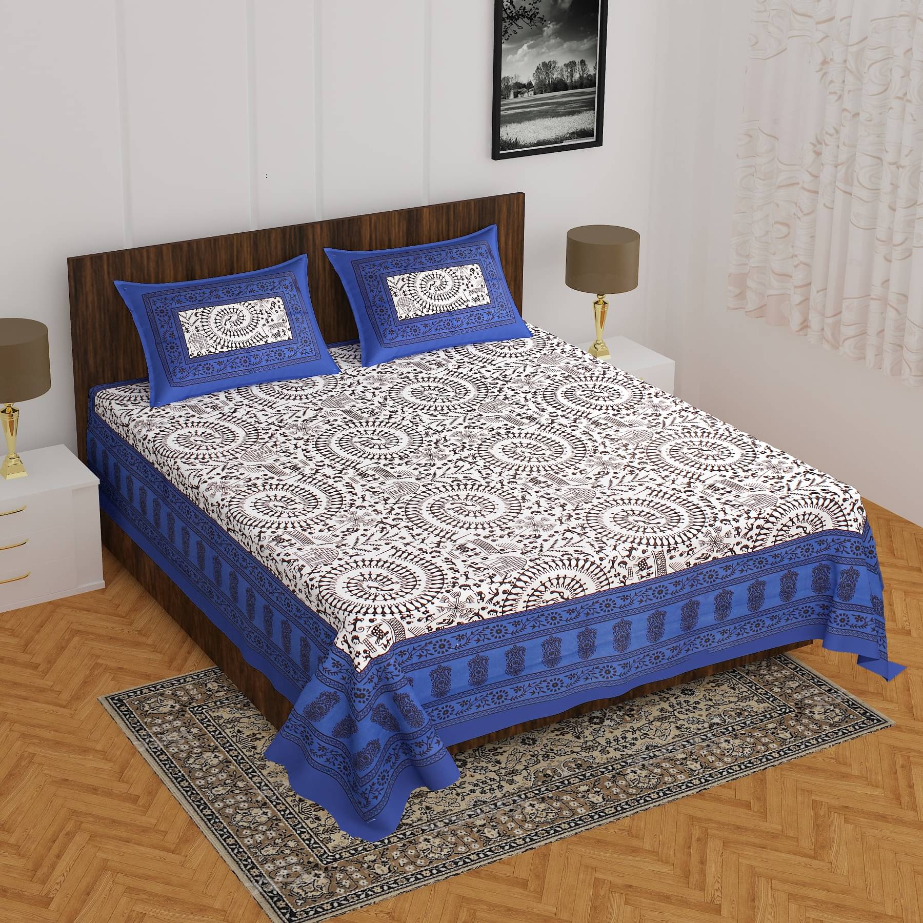     			K.D.PRINTS Cotton 1 Double Bedsheet with 2 Pillow Covers ( Multicolor )