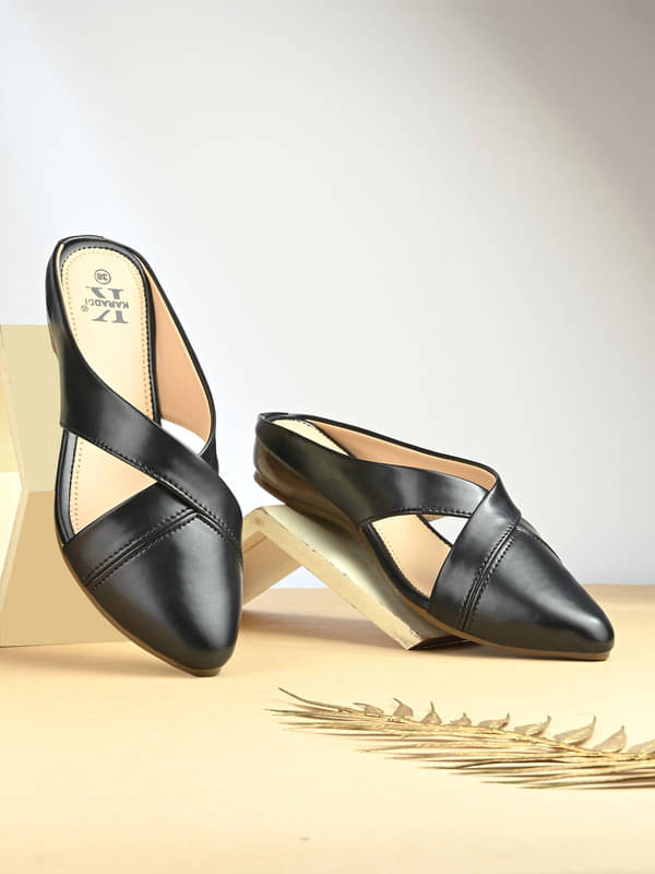     			KARADDI Black Women's Mules