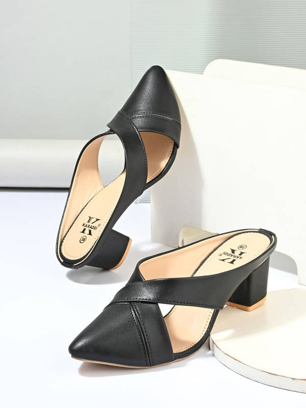     			KARADDI Black Women's Mules
