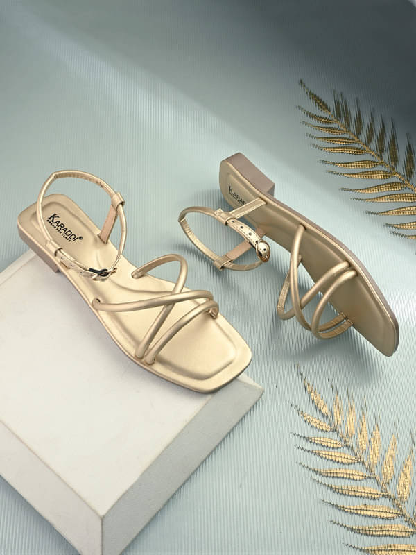     			KARADDI Gold Women's Flats