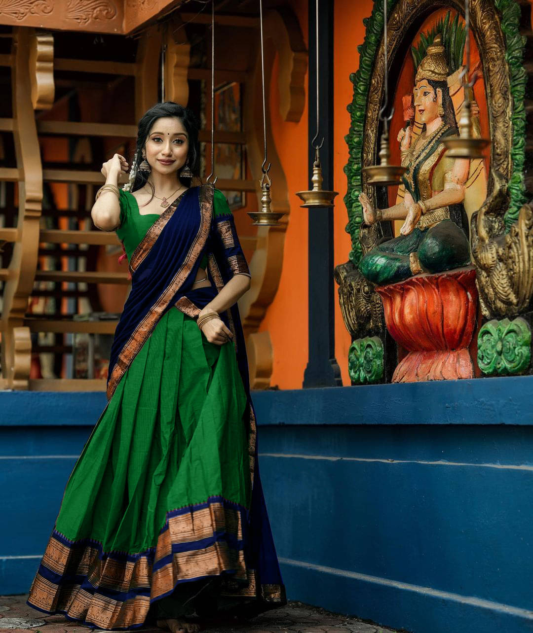     			KV Fashion Art Silk Solid Paithani Sarees With Unstitched Blouse Piece ( Green )