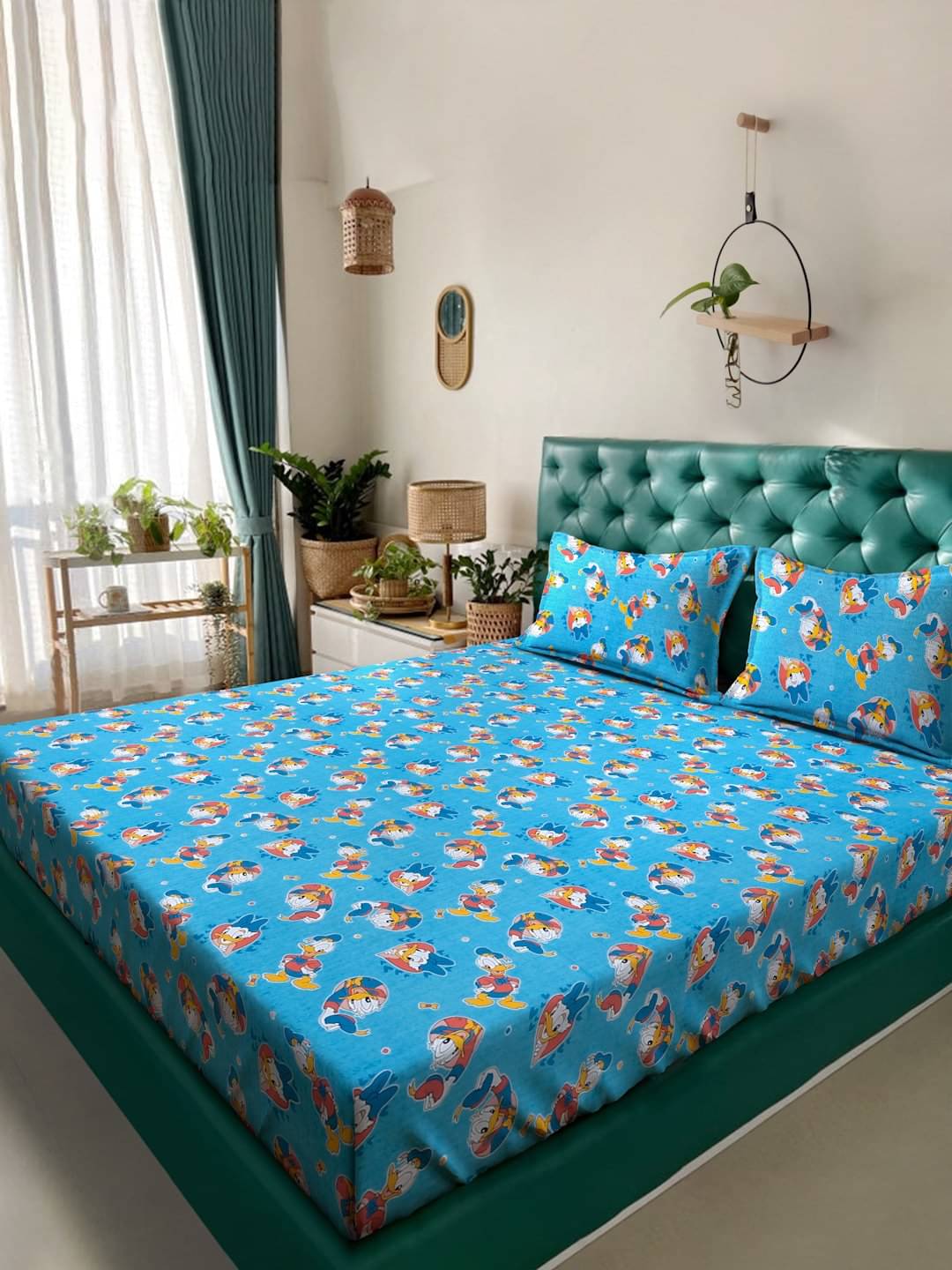     			Klotthe Cotton 1 Double King Bedsheet with 2 Pillow Covers ( Blue )