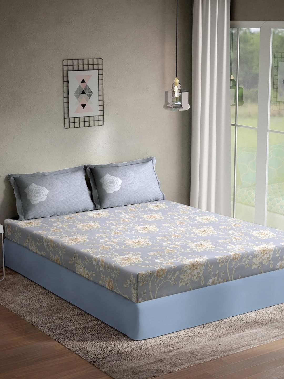     			Klotthe Cotton 1 Double King Bedsheet with 2 Pillow Covers ( Gray )