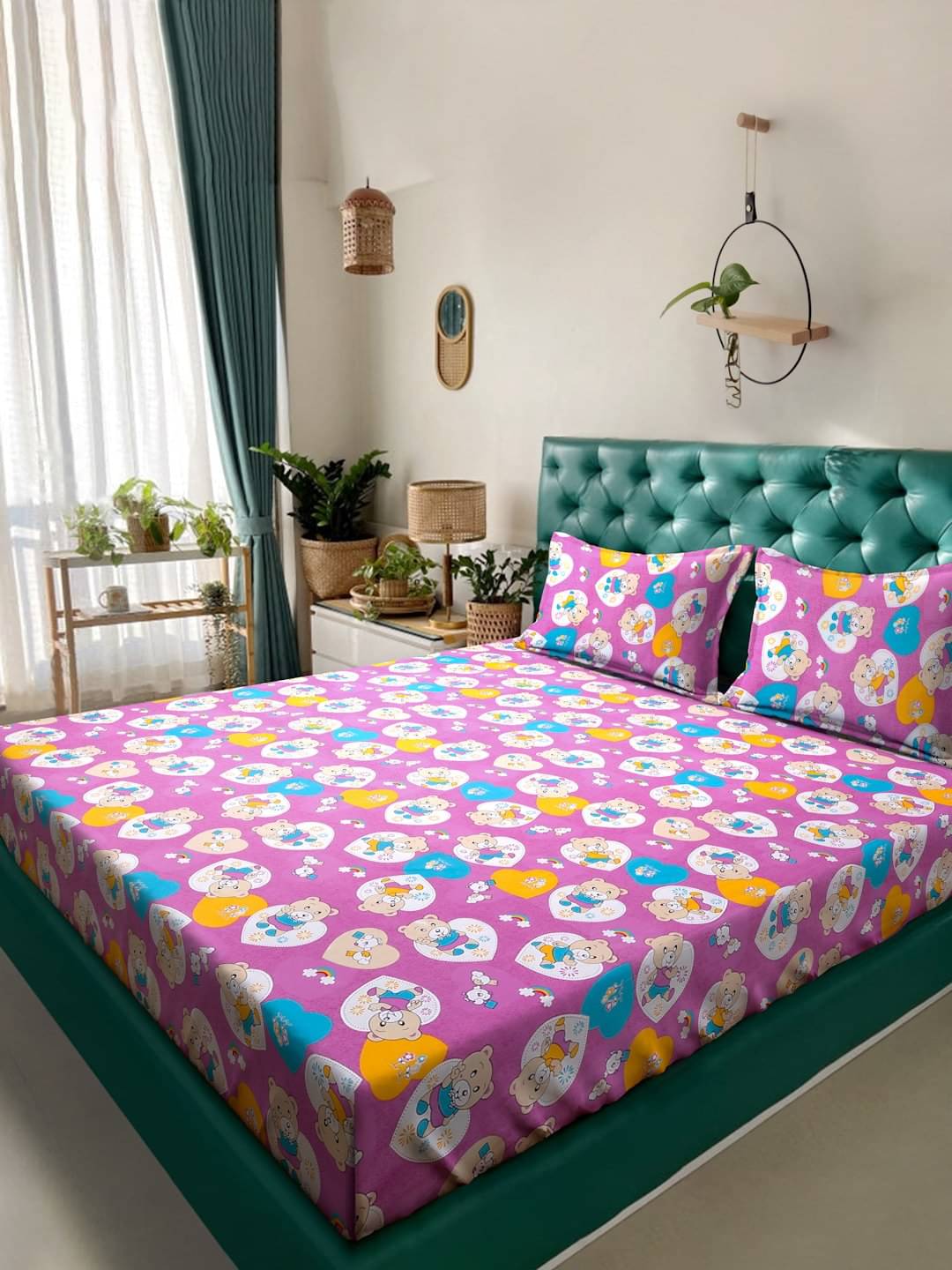     			Klotthe Cotton 1 Double King Bedsheet with 2 Pillow Covers ( Purple )