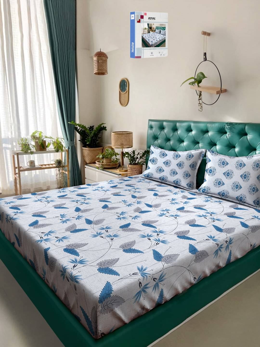 Klotthe Cotton 1 Double King Bedsheet with 2 Pillow Covers ( Blue )     			Klotthe Cotton 1 Double King Bedsheet with 2 Pillow Covers ( Blue )