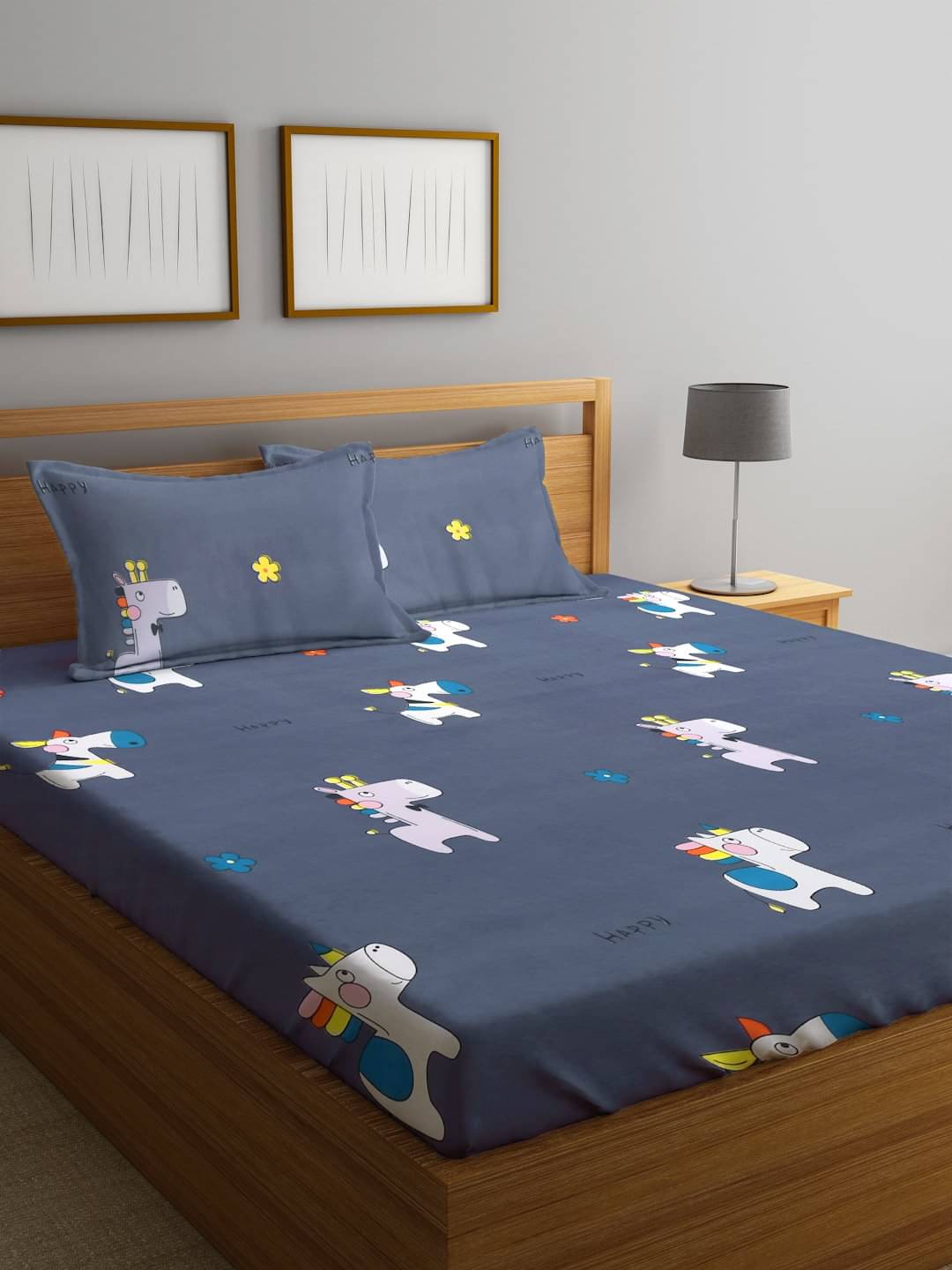     			Klotthe Poly Cotton 1 Double King Bedsheet with 2 Pillow Covers ( Multicolor )