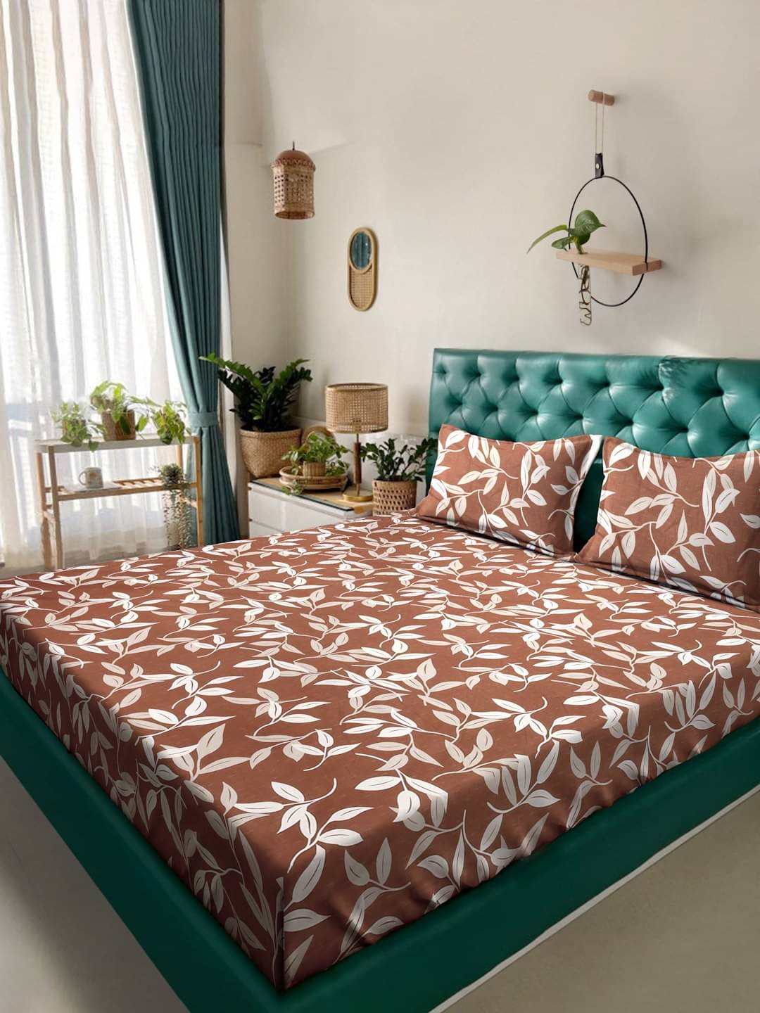     			Klotthe Poly Cotton 1 Double King Bedsheet with 2 Pillow Covers ( Brown )