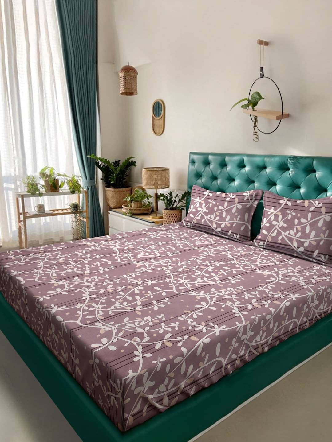 Klotthe Poly Cotton 1 Double King Bedsheet with 2 Pillow Covers ( Purple )     			Klotthe Poly Cotton 1 Double King Bedsheet with 2 Pillow Covers ( Purple )