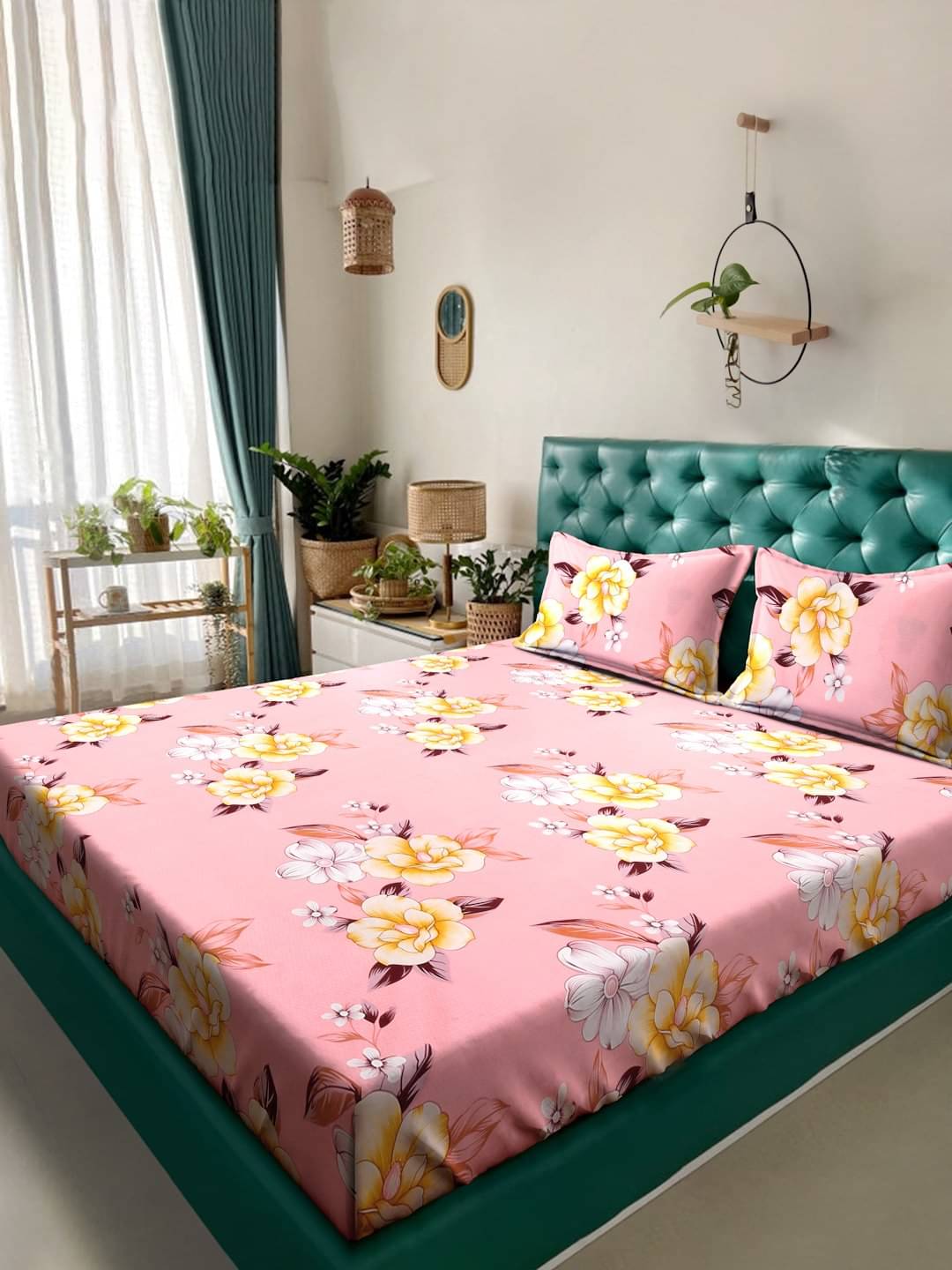     			Klotthe Poly Cotton 1 Double King Bedsheet with 2 Pillow Covers ( Pink )