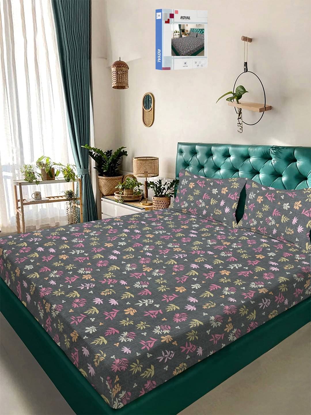 Klotthe Poly Cotton 1 Double King Bedsheet with 2 Pillow Covers ( Gray ) Klotthe Poly Cotton 1 Double King Bedsheet with 2 Pillow Covers ( Gray )