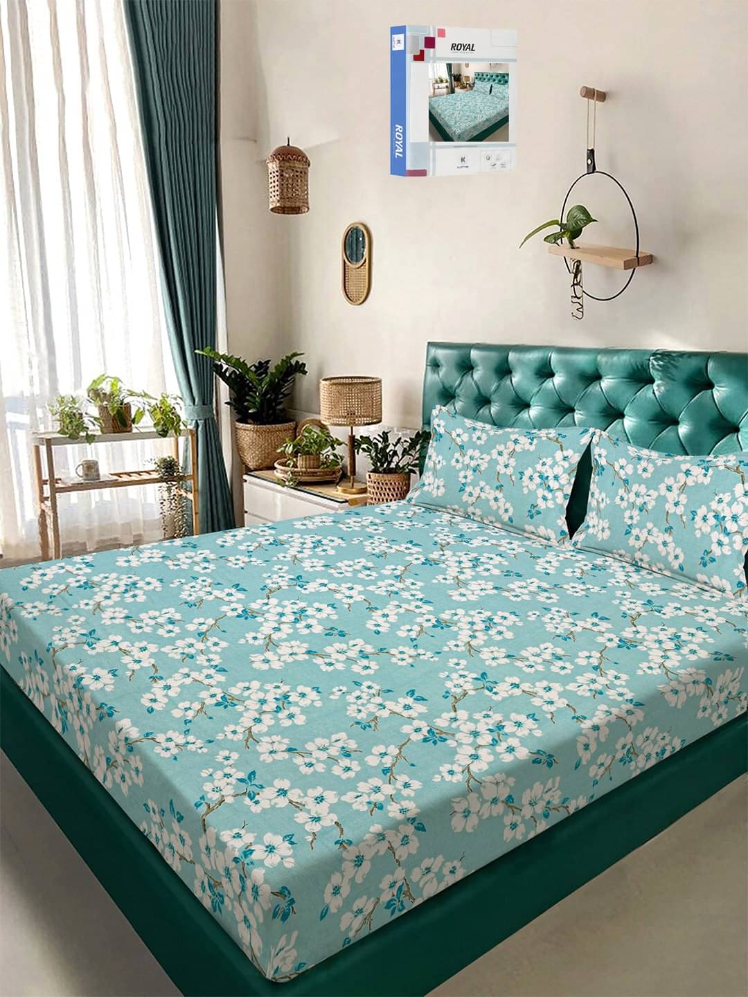 Klotthe Poly Cotton 1 Double King Bedsheet with 2 Pillow Covers ( Green ) Klotthe Poly Cotton 1 Double King Bedsheet with 2 Pillow Covers ( Green )