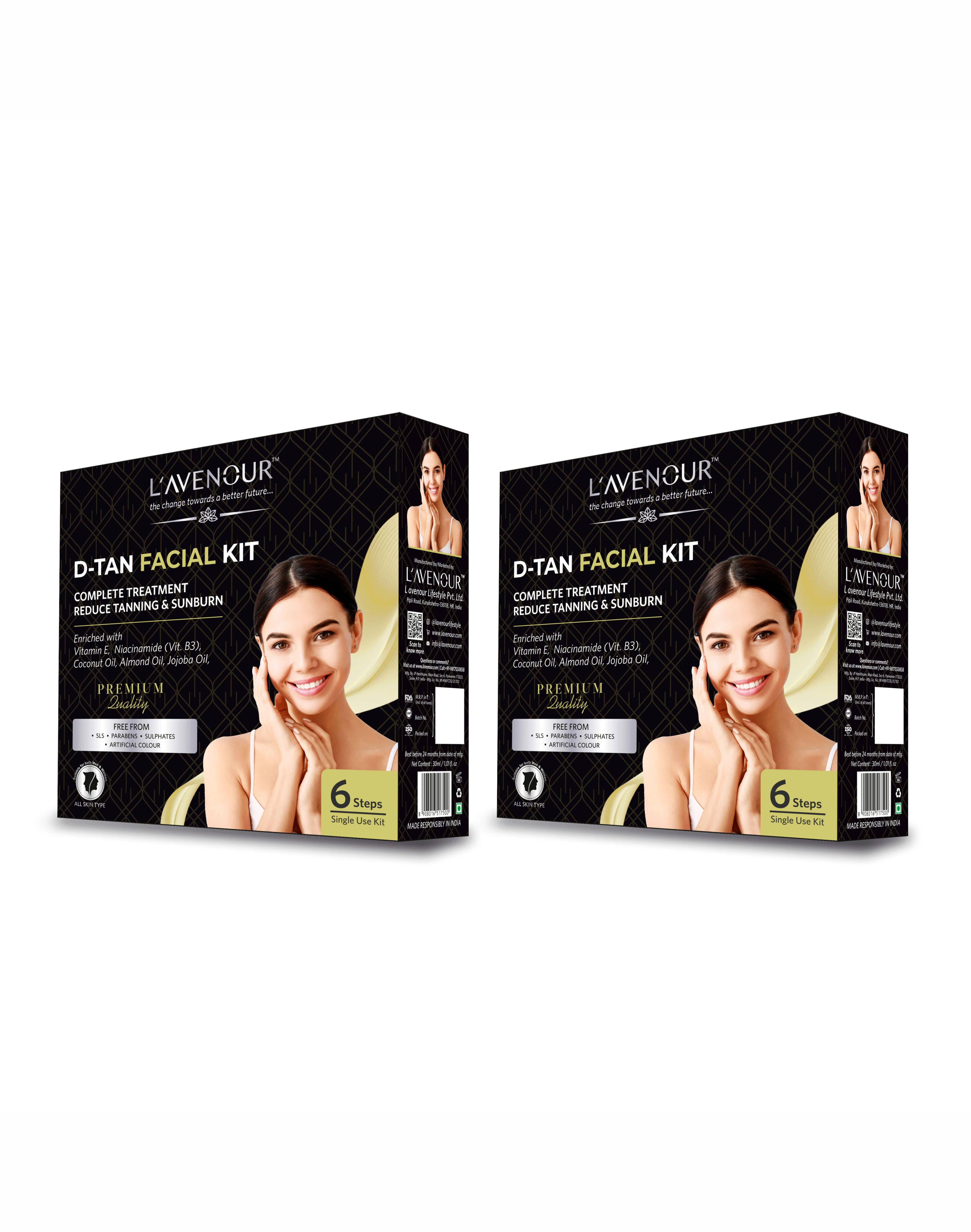     			LAVENOUR D-Tan Facial Kit 1 Time Use Facial Kit For All Skin Type Aloe Vera 2 ( Pack of 2 )