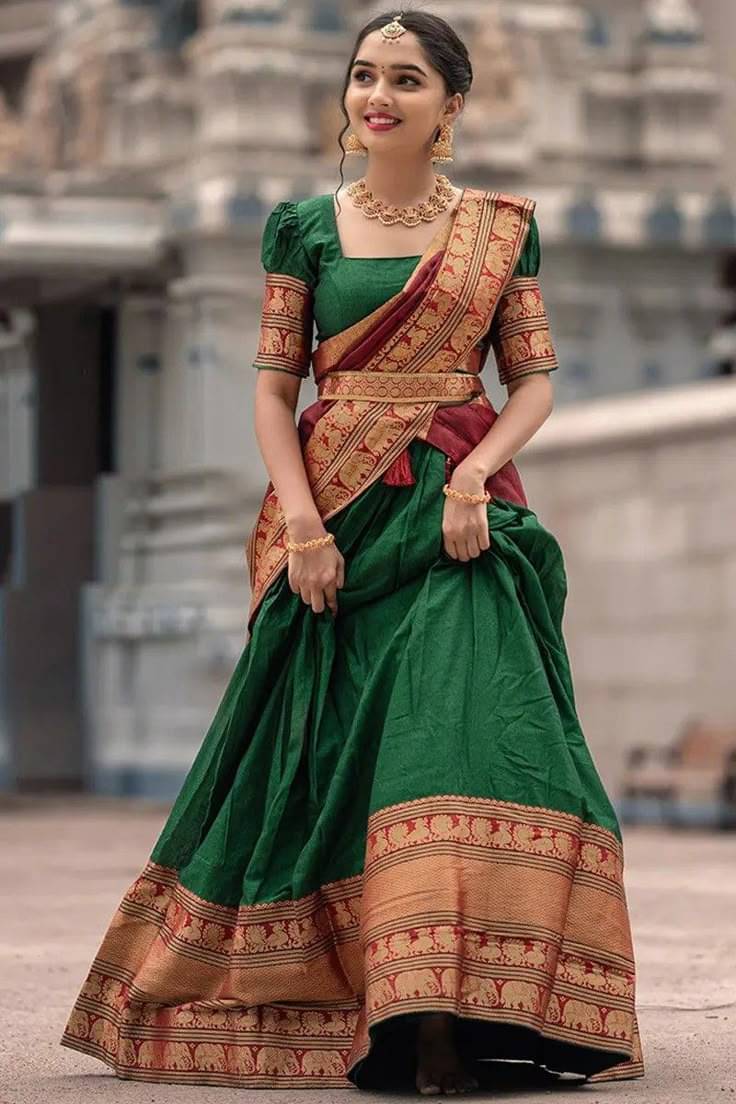 Lady Shopi Art Silk Solid Paithani Sarees With Unstitched Blouse Piece ( Green ) Lady Shopi Art Silk Solid Paithani Sarees With Unstitched Blouse Piece ( Green )